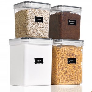 Vtopmart Airtight Storage Canisters, Vtopmart 4 Pcs Large Food Storage Container for Flour, Sugar