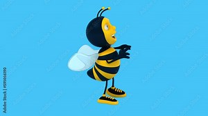 Fun 3D cartoon bee dancing (with alpha channel included)