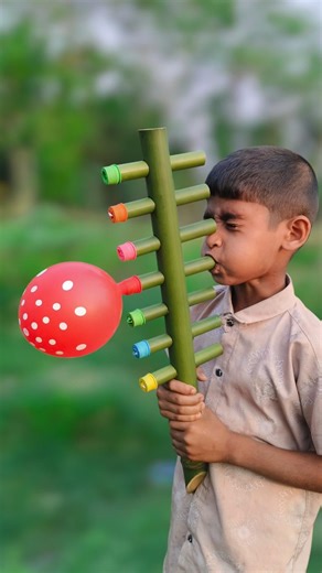 Seven cute balloon & Green Bamboo big toy #diy #art