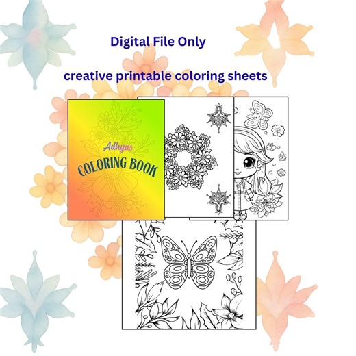 Custom Coloring Book, Digital Coloring Set PDF, Relaxing Line Art - Etsy