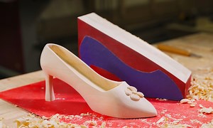 Made cute high heels from a block of wood