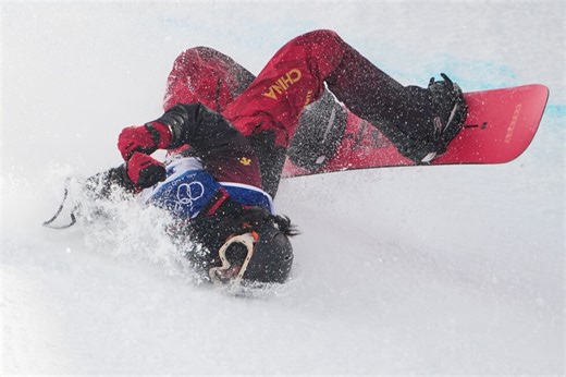 Chinese snowboarder Liu Jiayu taken off on stretcher after scary fall at Olympics