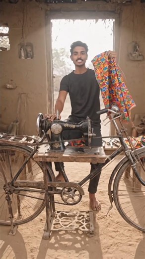 Old Bicycle Turned Into Sewing Machine | Amazing Desi Jugad Innovation in Village 🚲🧵 #desi jugad