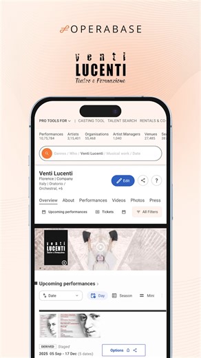 📣 New PRO Subscriber: Venti Lucenti - Welcome to Operabase! Upcoming productions: https://www.operabase.com/venti-lucenti-o9934/en | Operabase