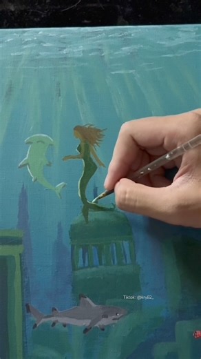 Mermaid painting 🧜‍♀️ #acrylicpainting #ocean #mermaid #siren