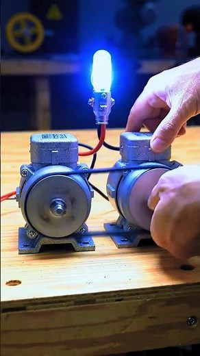 How to Make a Free Mini Generator Using 2 DC Motors ⚡ #generator #diymotor
