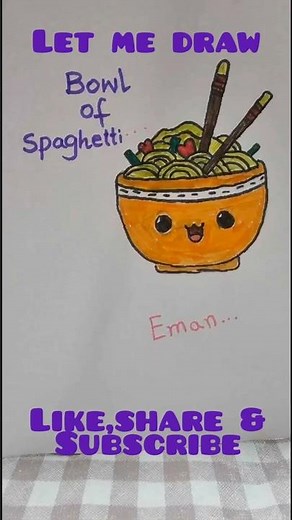 Cute Spaghetti Bowl Drawing Step by Step 🍝💛#let me draw 🇨🇦
