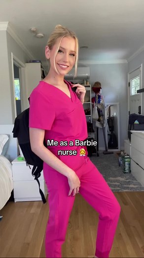 Okay but this trend is super cute. Specially wearing these scrubs!! #mandalascrubs #scrubslife #nurse #nurselife #nursehumor #barbie #barbiegirl