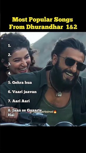 Most popular songs from DHURANDHAR 1 and 2 (The Revenge) #dhurandhar #dhurandhar2