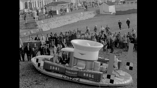 #OnThisDay 1959: A revolutionary new form of transport that could operate on sea and land made its first trip from Calais to Dover. Proud hovercraft inventor Christopher Cockerell thought it would be a few years before it took off. | BBC Archive