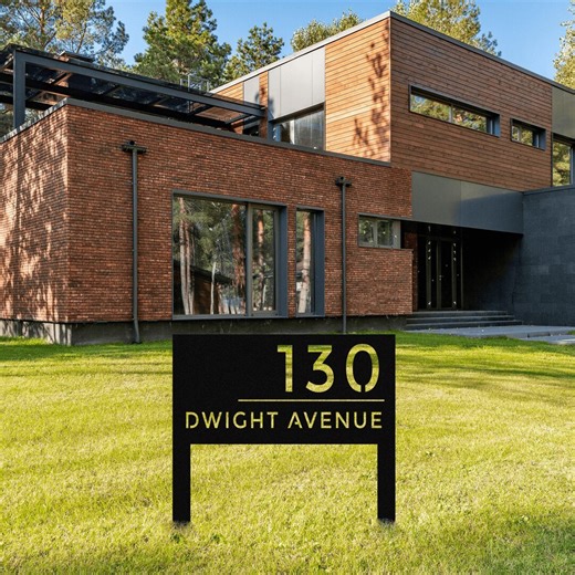 Personalized Metal Address Stake, House Numbers Sign, Custom Modern Address Sign, Road Address Sign for Yard, New Homeowner Gift