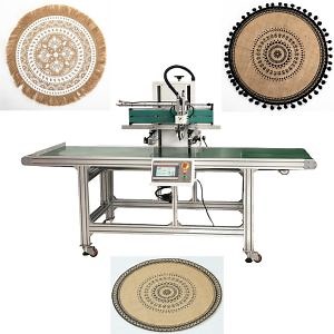 [Hot Item] Semi Automatic Conveyor Belt Flat Printing Line Flat Screen Printing Machine for Jute Placemat & Jute Bag