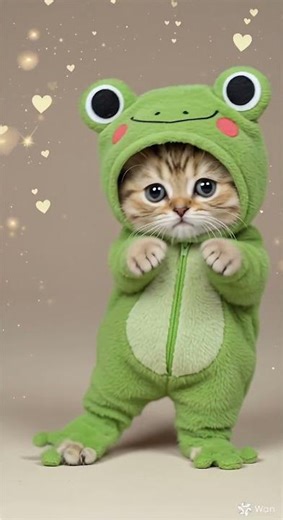 Dancing Cat in Frog Costume 🐸 | Cute Cat Shorts #viral #cat #dance #shorts