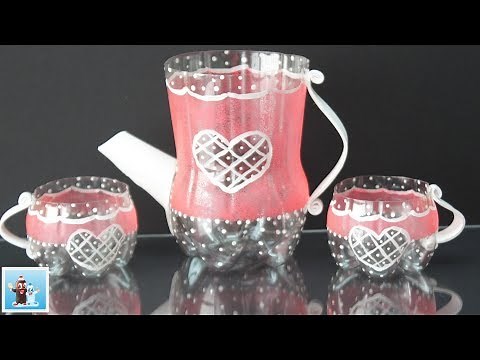How to Make an Amazing Tea Pot and Cups from Cola Plastic Bottles - Art and Craft Ideas