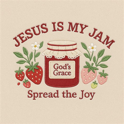 Jesus is My Jam Embroidery Design, Christian Embroidery File, Faith Quote Machine Embroidery Pattern, Religious Sunflower Strawberry - Etsy