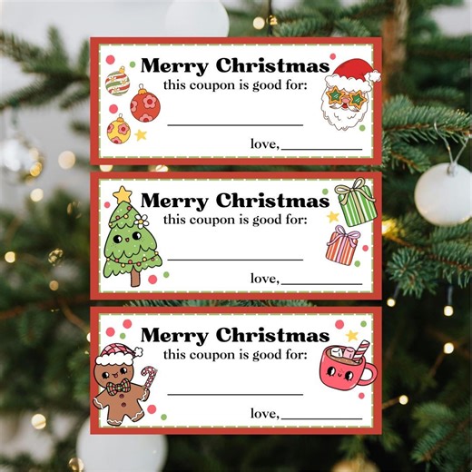 Printable Christmas Coupons Book Coupon Template Digital Download Coupon Concert Ticket Coupon Tattoo - Etsy