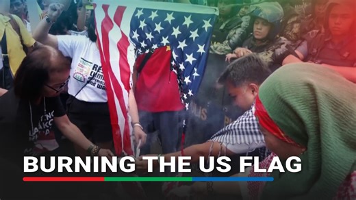 MANILA -- Dozens of activists protested near the U.S. embassy in Manila on Tuesday (March 3) and burned an American flag in condemnation against the recent U.S.-Israel attack on Iran. Activists held their protest a few hundred meters away from the U.S. embassy after police blocked them from demonstrating outside the embassy. Activists claimed that the attacks initiated by the U.S. and Israel were meant to destabilize the region and cause unnecessary deaths. Philippine President Ferdinand Marcos 