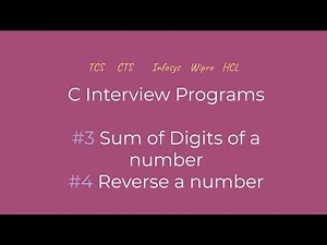Sum of Digits of a number and Reverse a number programs in C (Tamil) | C Interview Program
