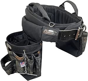 BOULDER BAG Ultimate Electrician's MAX Combo with Comfort Back Support Tool Belt, Leather Belt Buckle, Heavy Duty Tool Belt, Camo - Backwoods, (Medium 28-32 Inch Waist), Made in USA