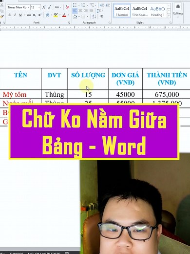mẹo khắc phục lỗi không căn chỉnh được chữ giữa ô trong Word #minhlakhoa #tinhocvanphong #hocword #wordtips #LearnOnTikTok