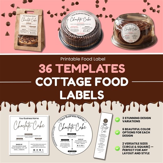 Editable Cottage Food Labels, Bakery Ingredient Stickers, Canva Template (digital Download) - Etsy