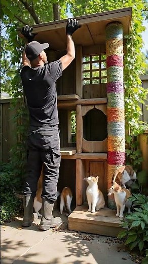 ✅ Ultimate Outdoor Cat House | Satisfying Timelapse DIY Cat Tree