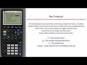 T-Interval - TI Calculator Tutorial - Detailed instructions with Example