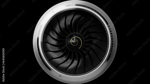 Rotating jet engine, zooming in - 3D 4k animation (3840 x 2160 px)