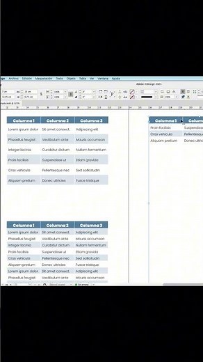 ENCABEZADOS en tablas de InDesign #diseñoeditorial #shorts