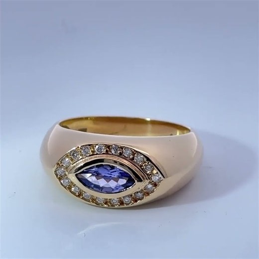 Tansanit Ring Gold 750 18K blauer Tansanit 1.33ct Brillanten 0.36ct