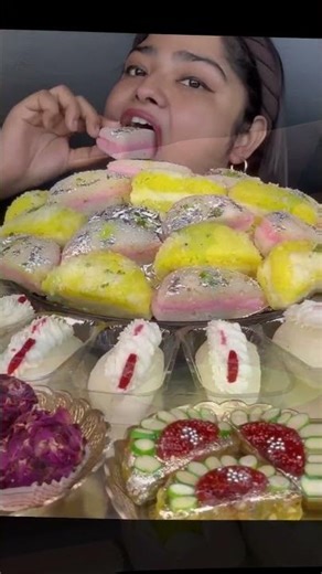 ASMR: Eating Different types of sweets eating challenge 😍😋long jamun kheer chandrakala Mukbang🤤