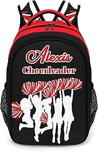 Personalized Cheerleading Red Backpack Casual Bag Daypack for Women Men Camping Hiking