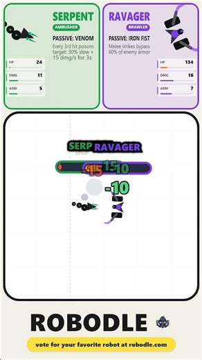 Serpent vs Ravager, who wins? #robodle #serpent #ravager #dailygame #games #gaming #gameplay