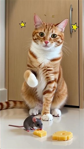 Cat tries to catch mouse, ends up running into wall 😂