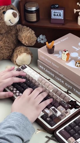 Cute PBT Keycaps, 130 Keys Coffee Theme Key Caps, Retro Cherry Profile Custom Keycap Set, Dye Sublimation Keyboard Key Caps for Cherry Gateron MX Switches Mechanical Gaming Keyboard