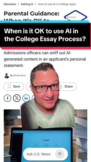 Essay writing and artificial intelligence is getting more complicated and complex for high school students and parents. AI is a great help@For the essay writing process. Unethical use of artificial intelligence in writing essays can lead to missing out on scholarships and college acceptance. How to use A.I. ethically in writing? 1. Use it to brainstorm. Put in your specific experience, idea, growth or service effort and have it ask questions for more details. As you work through this process you
