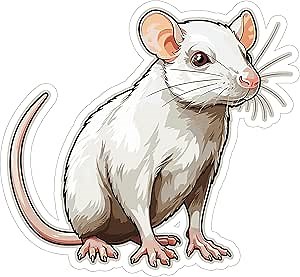 Rat Sticker 4 Inch Rodent Urban Animal Small Pet Rat Lover - Waterproof Animal Vinyl Decal for Laptop Water Bottle Car Tumbler - Durable Aesthetic Long-Lasting Stickers for Adults ID44990