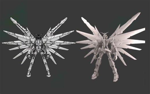 【3dmax建模】爆肝三小时制作“高达”全身模型，教你角色身体结构布线知识教学