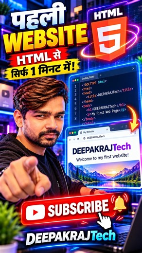 HTML Editor से पहली Website कैसे बनाएं? 😱 | HTML Beginner Tutorial #shorts #editor #html #css #code
