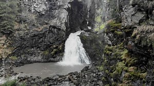 Cascate di Riva also known as Campo Tures Falls or Reinbach waterfall in Ahrntal valley of Alps, Dolomites South Tyrol Italy 4k