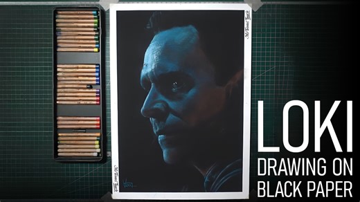 Loki sketching secrets: Transform black paper into a vibrant Marvel character artwork