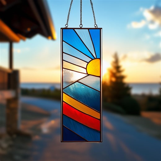 Stained Glass Patterns , Straight Lines Landscape Design, Starter Suncatcher Templates Printable PDF Png Jpeg - Etsy