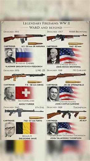 Legendary Firearms of WWII and Beyond | Iconic Rifles & Machine Guns History#shorts