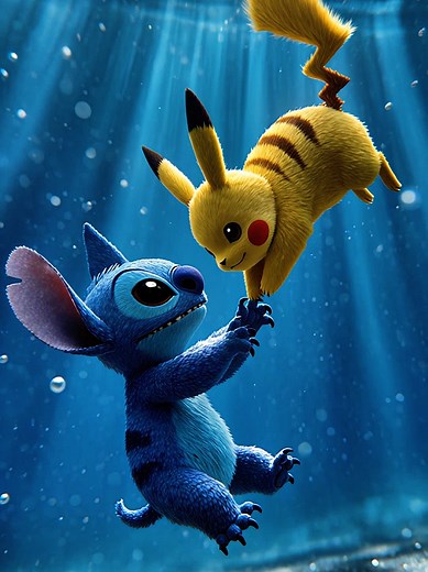Cute Pikachu Saves Stitch in Adorable Video