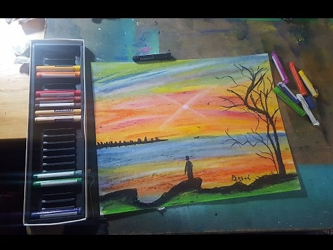 CÓMO PINTAR UN PAISAJE CON CERAS AL PASTEL