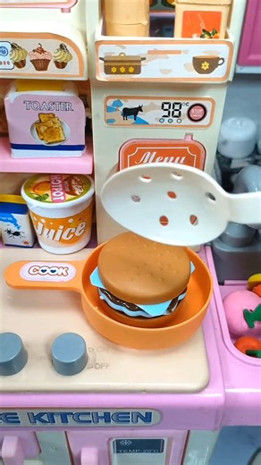 Mini Kitchen Burger Fry ASMR 🍳🍔 | Satisfying Toy Short #shorts