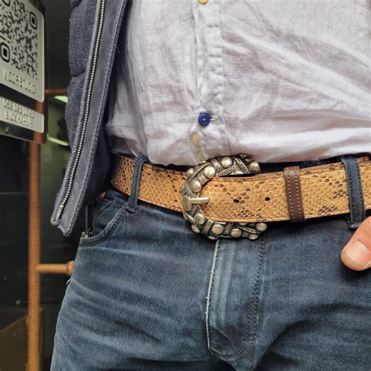 Studded Python Belt 4cm | Genuine Snakeskin | Biker Rocker Silver Buckle | Gladiator Style Leather Belt | Mens Jeans Accessory Custom Size - Etsy