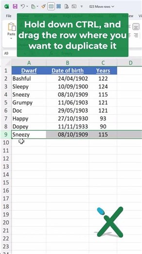 🇺🇸 EXCEL TRICKS: 👦🚚 Move or copy rows #shorts