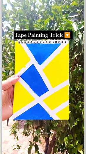 Easy Geometric Tape Painting Tutorial 🔽 #arttutorial #easypainting #shorts