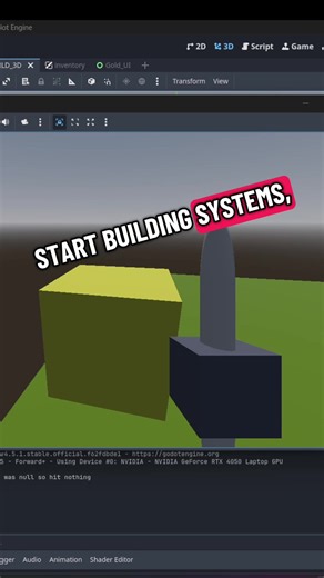 Start building systems NOT GAMES, I wanna make Godot Tutorials for people who are desire to learn how to make 3D or 2D games. I am thankful for all the support lately!! Can I get 5 likes? Tags: #godot #godottutorial #godotengine #gamedev #3d